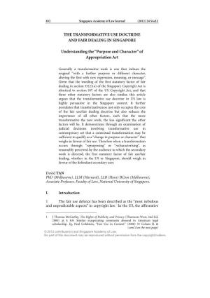 (PDF)655KB***The Transformative Use Doctrine and Fair Dealing In