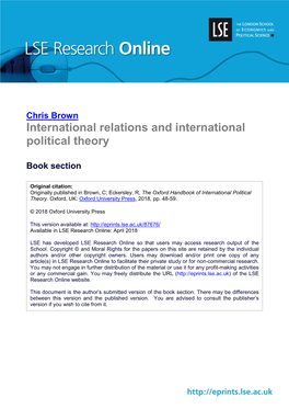 Chris Brown International Relations and International Political Theory