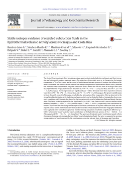 Stable Isotopes Evidence of Recycled Subduction Fluids in the Hydrothermal/Volcanic Activity Across Nicaragua and Costa Rica