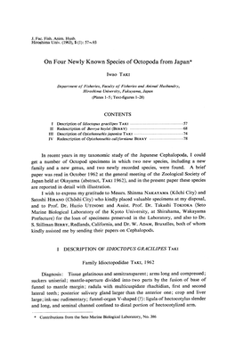 On Four Newly Known Species of Octopoda from Japan*