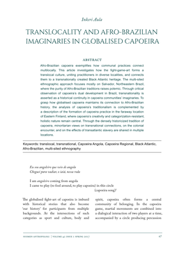 Translocality and Afro-Brazilian Imaginaries in Globalised Capoeira