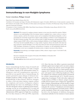 Immunotherapy in Non-Hodgkin Lymphoma