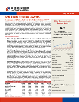 Anta Sports Products [2020.HK] Industry Leader Offering Multi-Year Growth Story