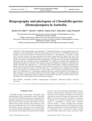 Biogeography and Phylogeny of Chondrilla Species (Demospongiae) in Australia