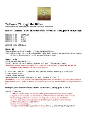 24 Hours Through the Bible* *Primarily Sourced from ‘Learn the Bible in 24 Hours’, by Dr