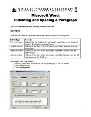 Microsoft Word: Indenting and Spacing a Paragraph