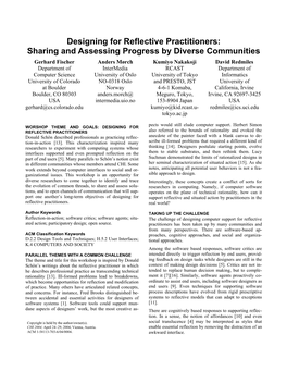 Designing for Reflective Practitioners: Sharing and Assessing Progress By