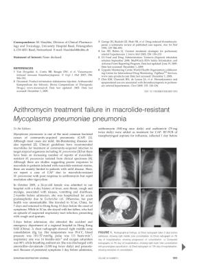 Azithromycin Treatment Failure in Macrolide-Resistant Mycoplasma Pneumoniae Pneumonia