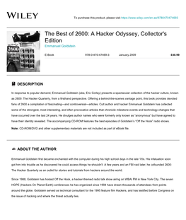 The Best of 2600: a Hacker Odyssey, Collector's Edition Emmanuel Goldstein