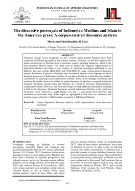 The Discursive Portrayals of Indonesian Muslims and Islam in the American Press: a Corpus-Assisted Discourse Analysis