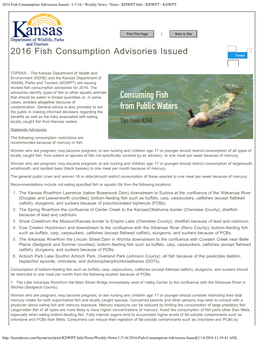 2016 Fish Consumption Advisories Issued / 1-7-16 / Weekly News / News / KDWPT Info / KDWPT - KDWPT