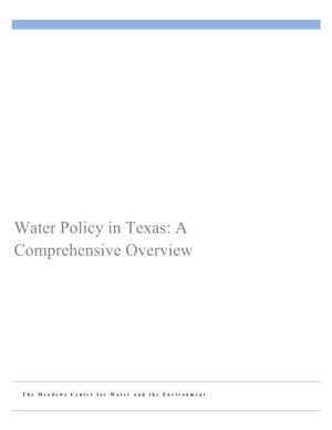 Water Policy in Texas: A