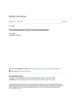 The Development of the Toronto Conurbation