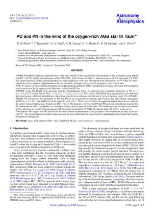 PO and PN in the Wind of the Oxygen-Rich AGB Star IK Tauri⋆