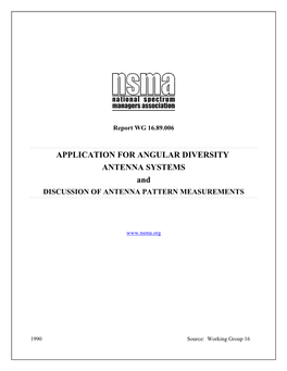 Angular Diversity / Antenna Pattern Measurements