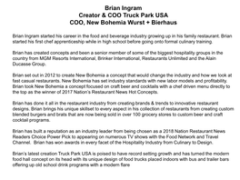 Brian Ingram Creator & COO Truck Park USA COO, New Bohemia