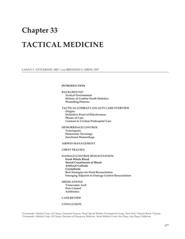 Chapter 33 TACTICAL MEDICINE