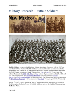 Military Research – Buffalo Soldiers