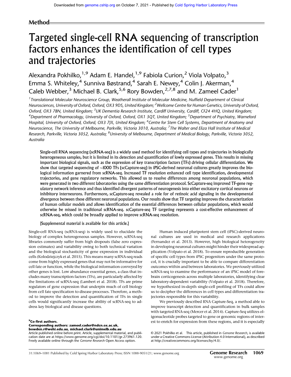 Targeted Single-Cell RNA Sequencing of Transcription Factors Enhances the Identification of Cell Types and Trajectories