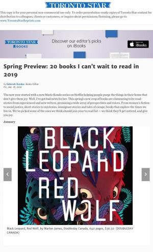 Spring Preview: 20 Books I Can't Wait to Read in 2019