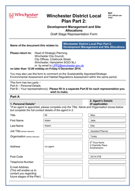 Winchester District Local Plan Part 2: Name of the Document This Relates To: Development Management and Site Allocations