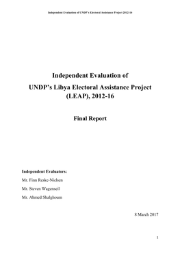 Independent Evaluation of UNDP's Libya