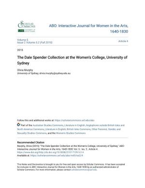 The Dale Spender Collection at the Women's College, University of Sydney