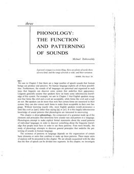 Phonology: the Function and Patterning of Sounds
