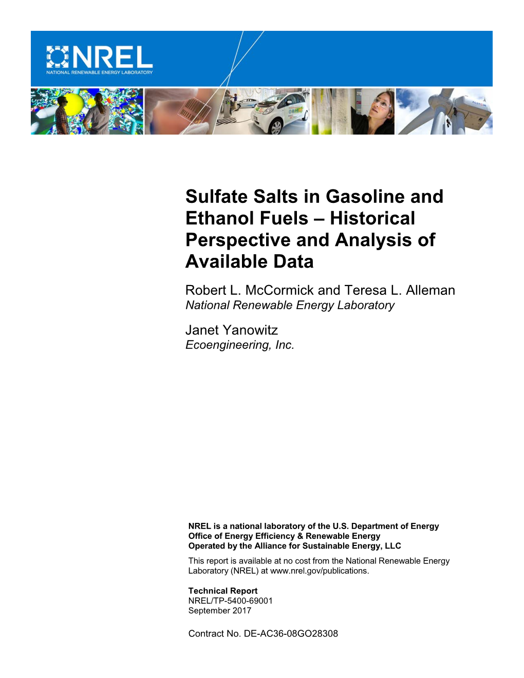 Sulfate Salts in Gasoline and Ethanol Fuels – Historical Perspective and Analysis of Available Data Robert L