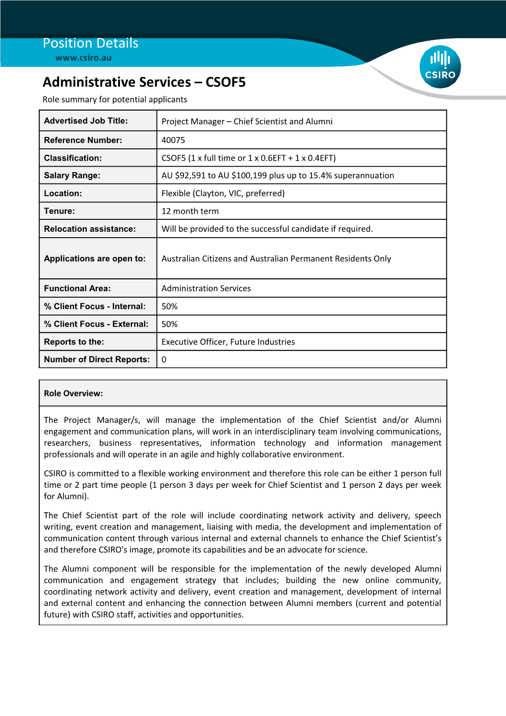 Position Details - Technical Services - CSOF5 s1