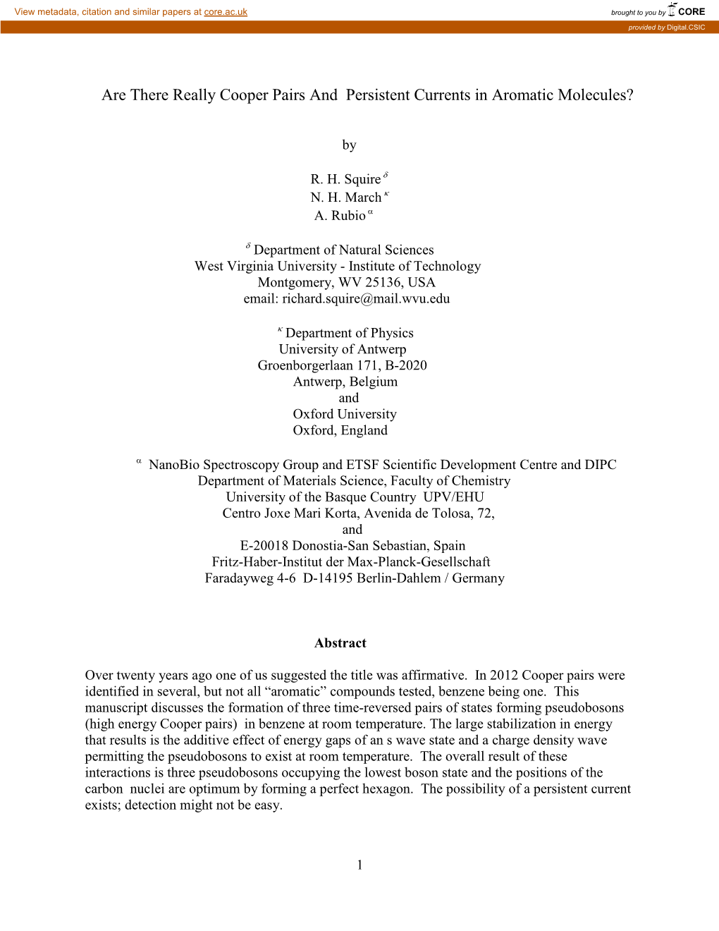 Are There Really Cooper Pairs and Persistent Currents in Aromatic Molecules?