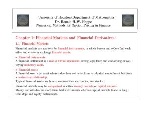 Financial Markets and Financial Derivatives
