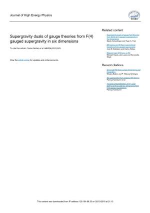 Supergravity Duals of Gauge Theories from F(4) Gauged Supergravity in Six