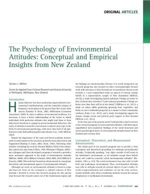 The Psychology of Environmental Attitudes: Conceptual and Empirical Insights from New Zealand
