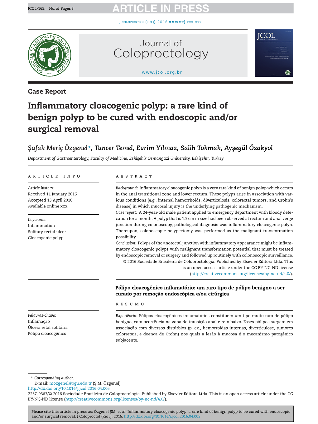 Inflammatory Cloacogenic Polyp