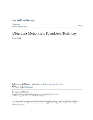 Objections Motions and Foundation Testimony Mason Ladd