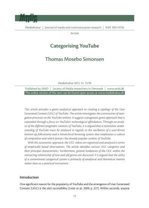 Categorising Youtube Thomas Mosebo Simonsen
