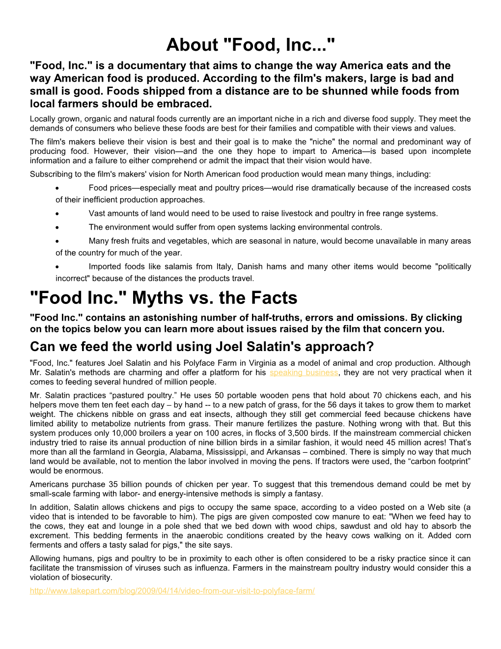 About Food, Inc