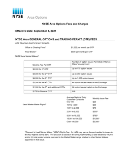 NYSE Arca Options Fee Schedule
