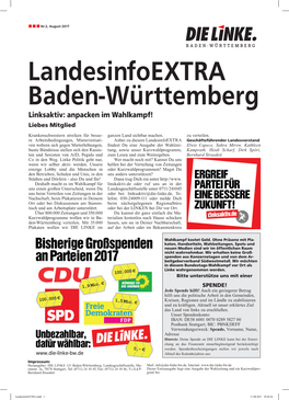 Landesinfoextra Baden-Württemberg Linksaktiv: Anpacken Im Wahlkampf! Liebes Mitglied