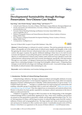 Developmental Sustainability Through Heritage Preservation: Two Chinese Case Studies