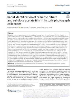 Rapid Identification of Cellulose Nitrate and Cellulose Acetate Film In
