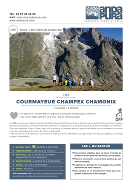 Courmayeur Champex Chamonix 4 Jours / 3 Nuits