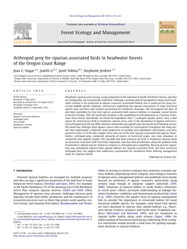 Arthropod Prey for Riparian Associated Birds in Headwater Forests of the Oregon Coast Range ⇑ Joan C