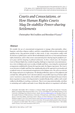 Courts and Consociations, Or How Human Rights Courts May De-Stabilize Power-Sharing