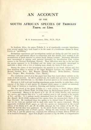 AN ACCOUNT of the SOUTH AFRICAN SPECIES of Tribulus Tourn