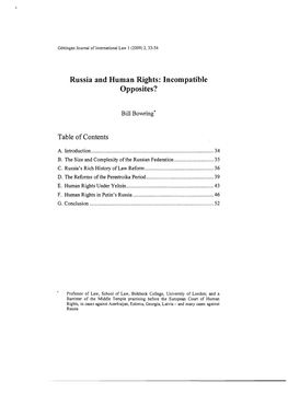 Russia and Human Rights: Incompatible Opposites?