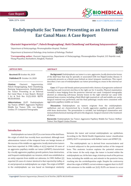 Endolymphatic Sac Tumor Presenting As an External Ear Canal Mass: a Case Report