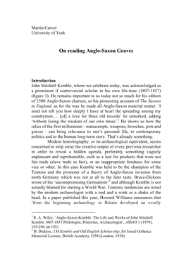 2008 Martin Carver 'Reading Anglo-Saxon Graves'
