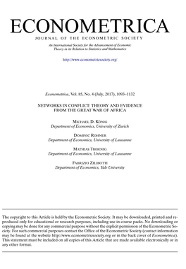 Networks in Conflict: Theory and Evidence from the Great War of Africa